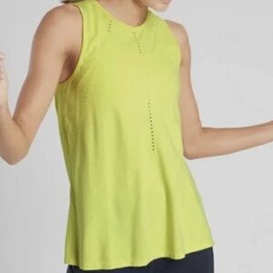 Athleta Women's Foothills Split back Tank Top, Size Medium - Neon yellow/green